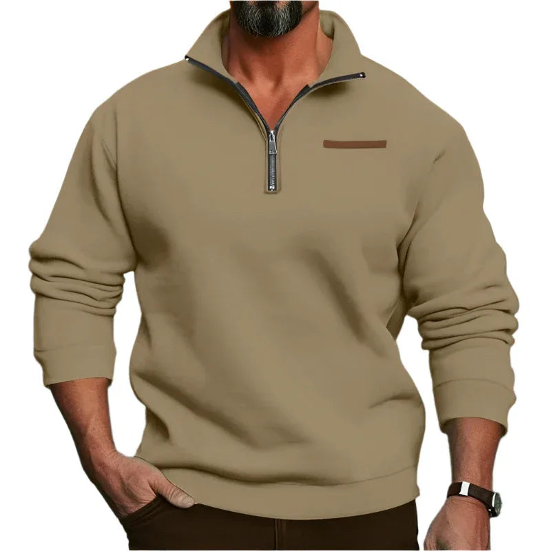 Fleecegefütterter Stehkragenpullover