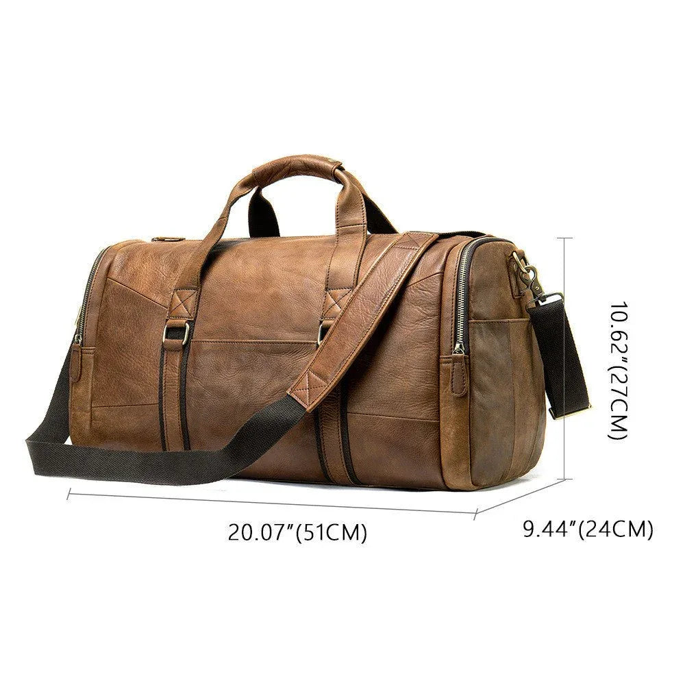 Sac de voyage homme en cuir véritable, couche supérieure de peau de vache, porté épaule