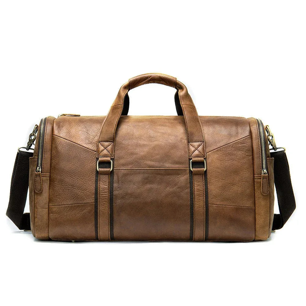 Sac de voyage homme en cuir véritable, couche supérieure de peau de vache, porté épaule