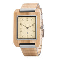 Montre rectangulaire à quartz en bois faite à la main pour homme
