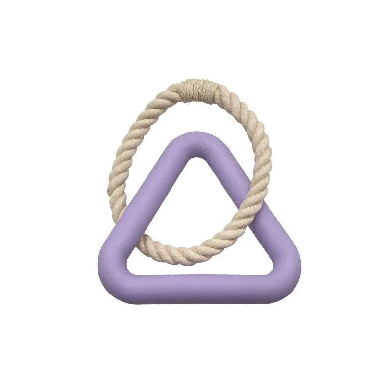 Grand anneau de traction triangulaire et anneau de traction en corde de coton résistant aux morsures Jouets interactifs amusants à mâcher pour chiens