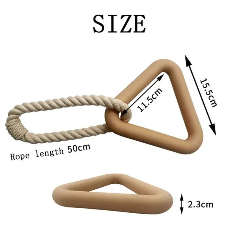 Grand anneau de traction triangulaire et anneau de traction en corde de coton résistant aux morsures Jouets interactifs amusants à mâcher pour chiens