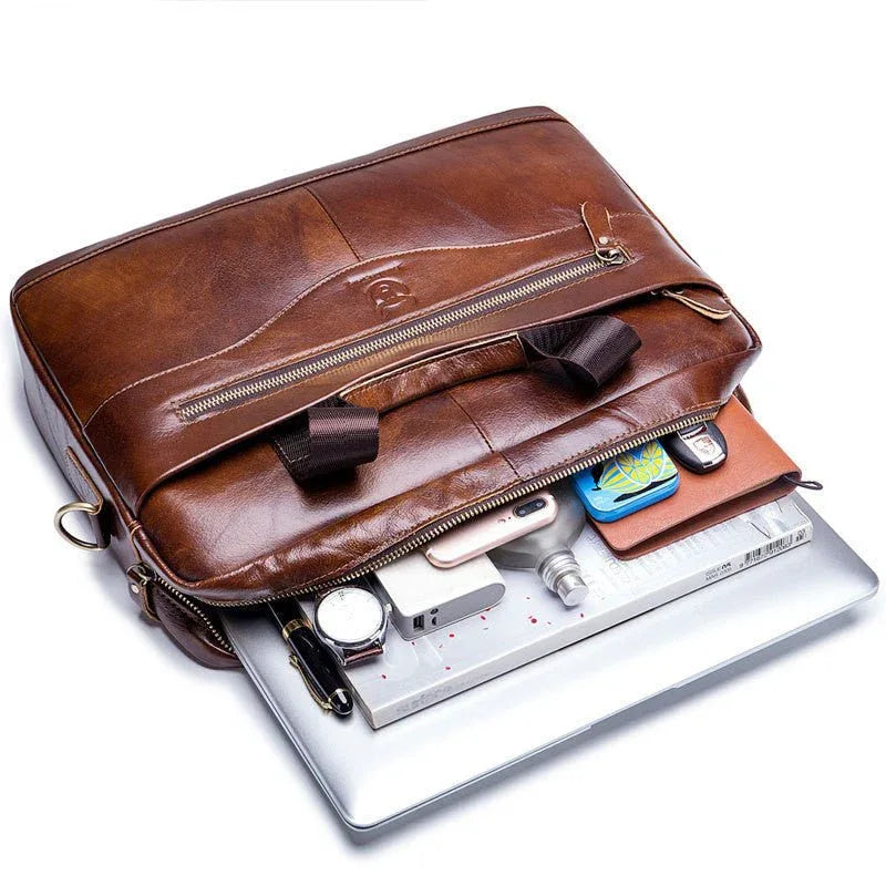 Sac à bandoulière en cuir pour ordinateur portable pour homme