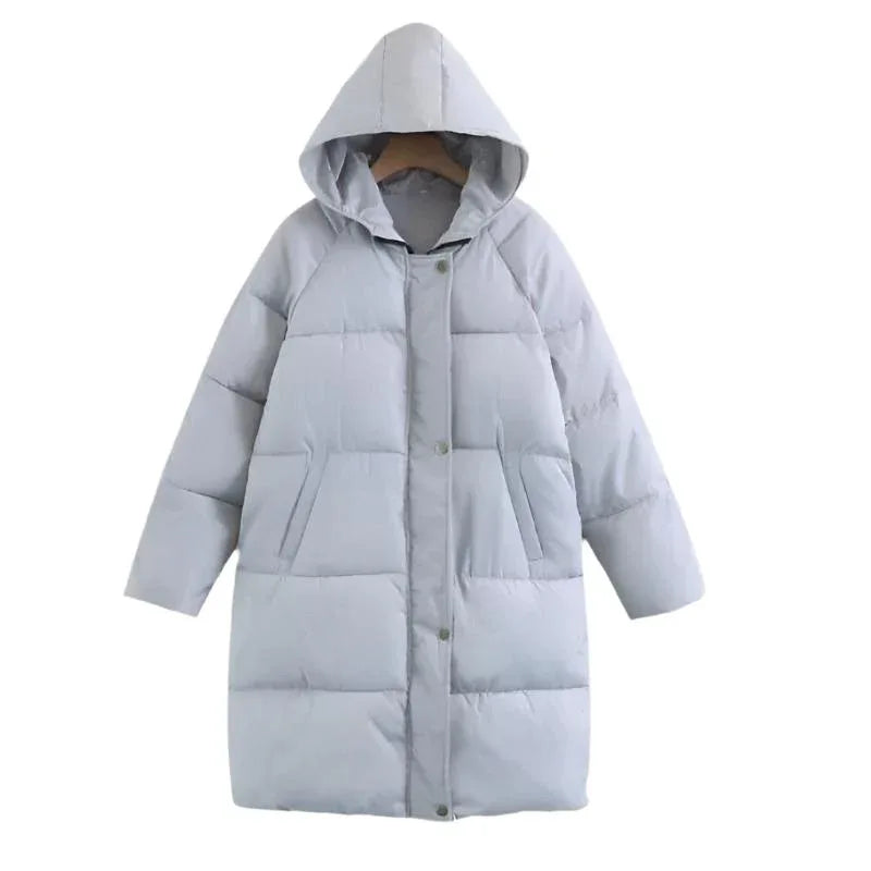 Lange, warme, dicke Winterjacken für Damen mit Kapuze