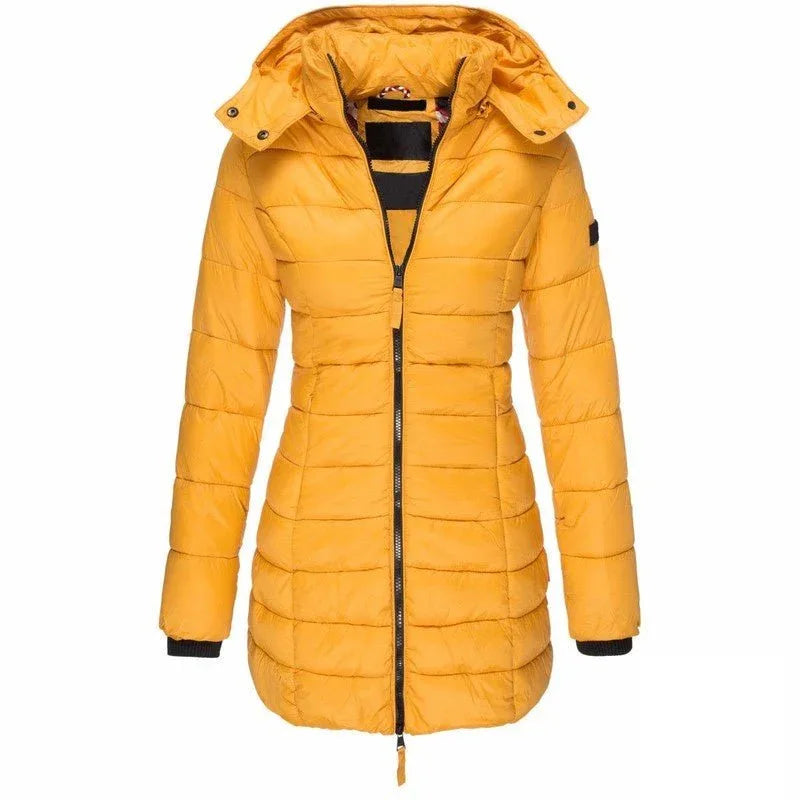 Lange, warme Steppjacke für Damen