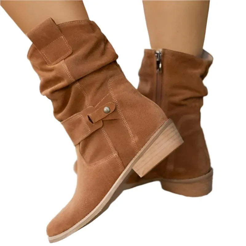 Bottes courtes à bout rond pour femme