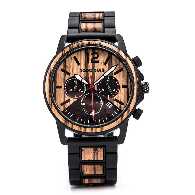 Leuchtende 10M Wasserdichte Holz Quarz Armbanduhr Für Herren