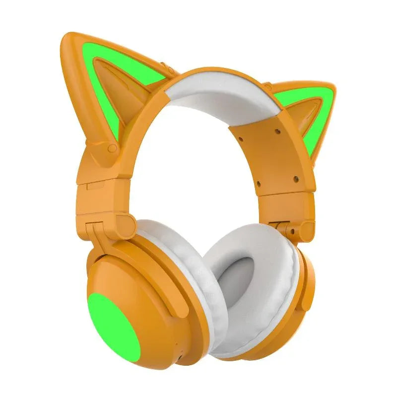 Casque audio Bluetooth lumineux ajustable avec oreilles de chat