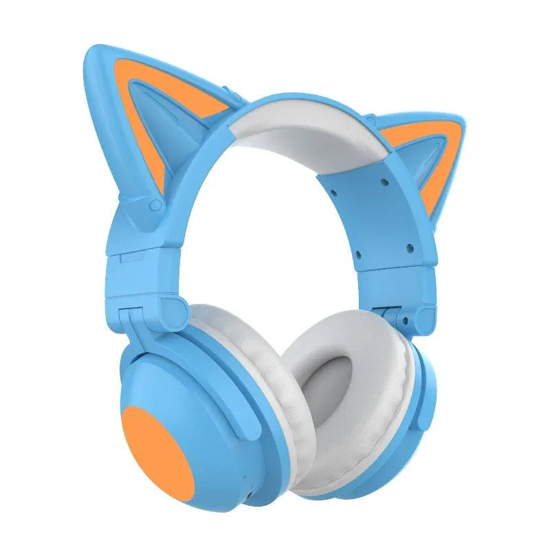 Casque audio Bluetooth lumineux ajustable avec oreilles de chat