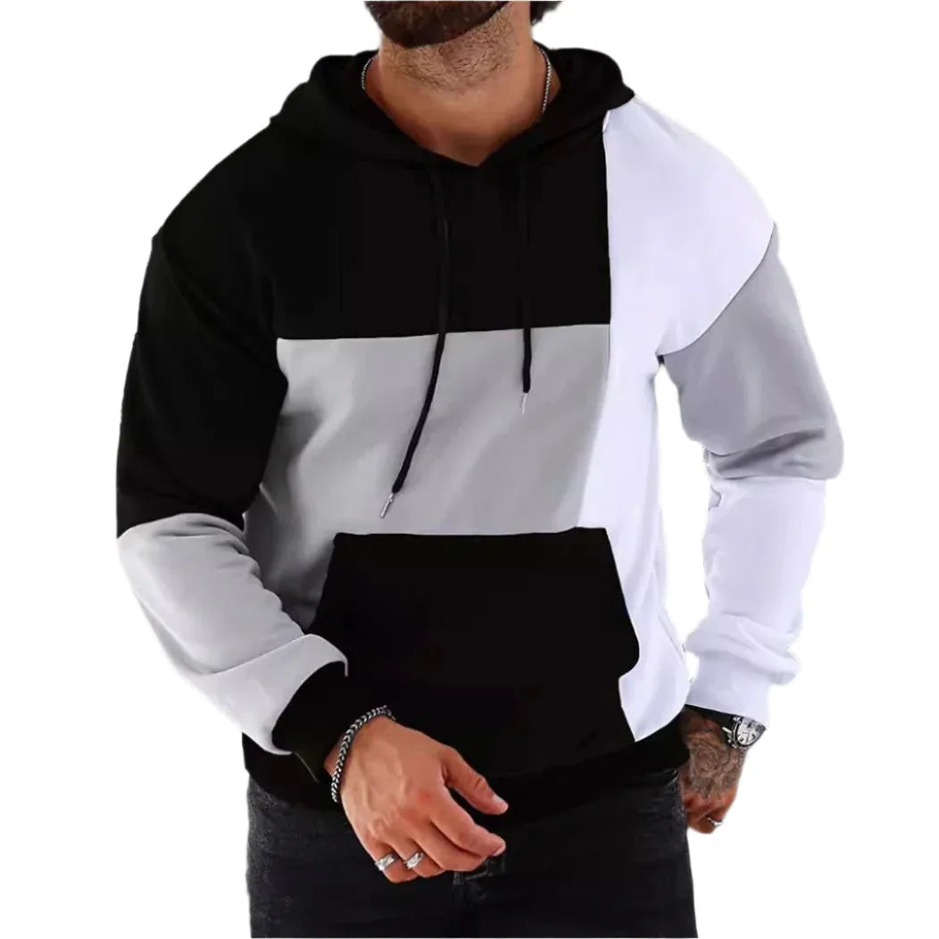 Pull à capuche 3D pour homme avec motif de couleurs assorties