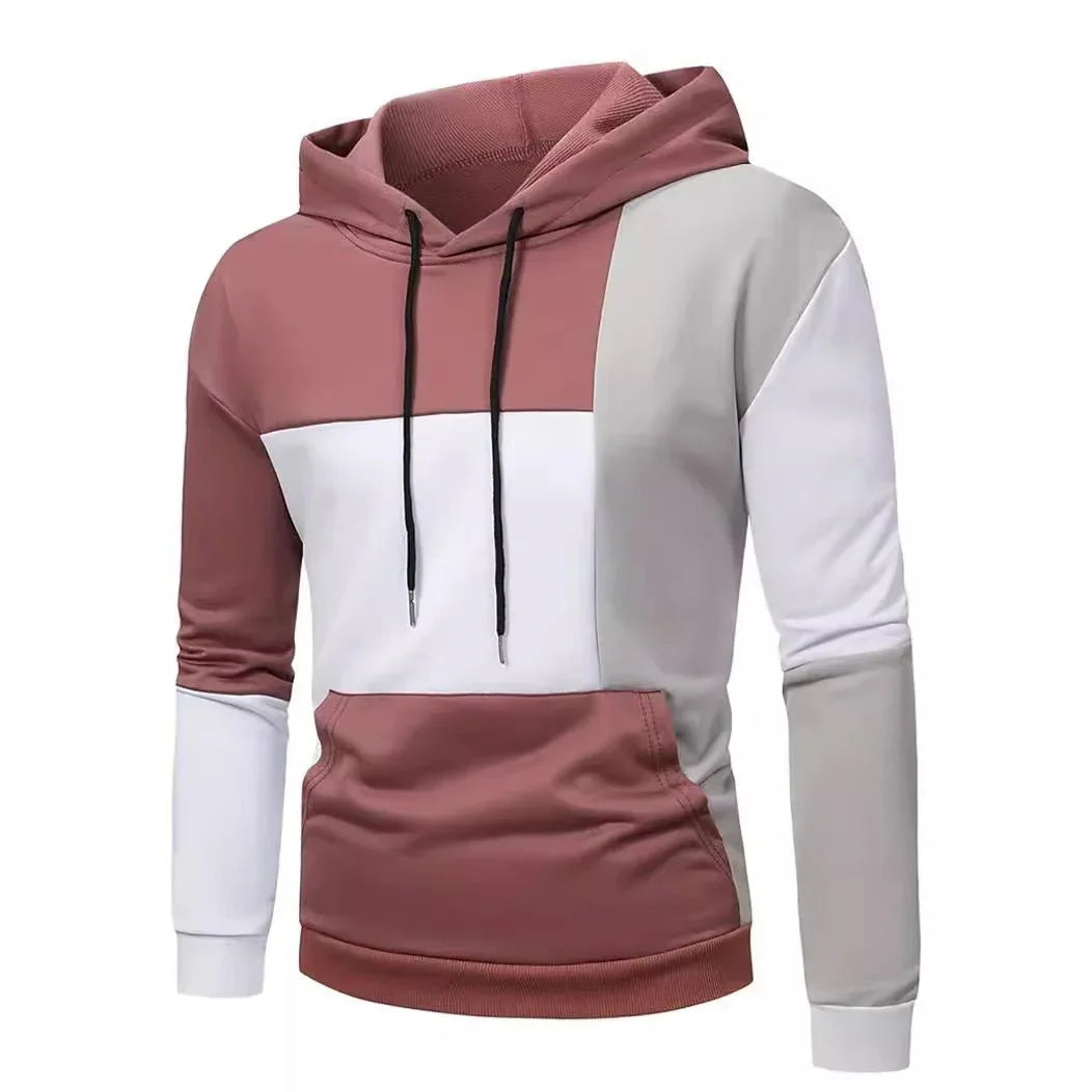 Pull à capuche 3D pour homme avec motif de couleurs assorties