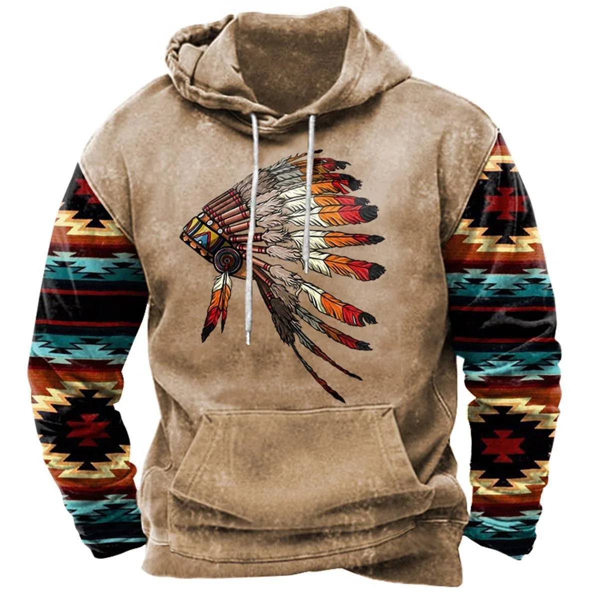 Sweat-shirt à capuche et poches imprimé en 3D pour homme