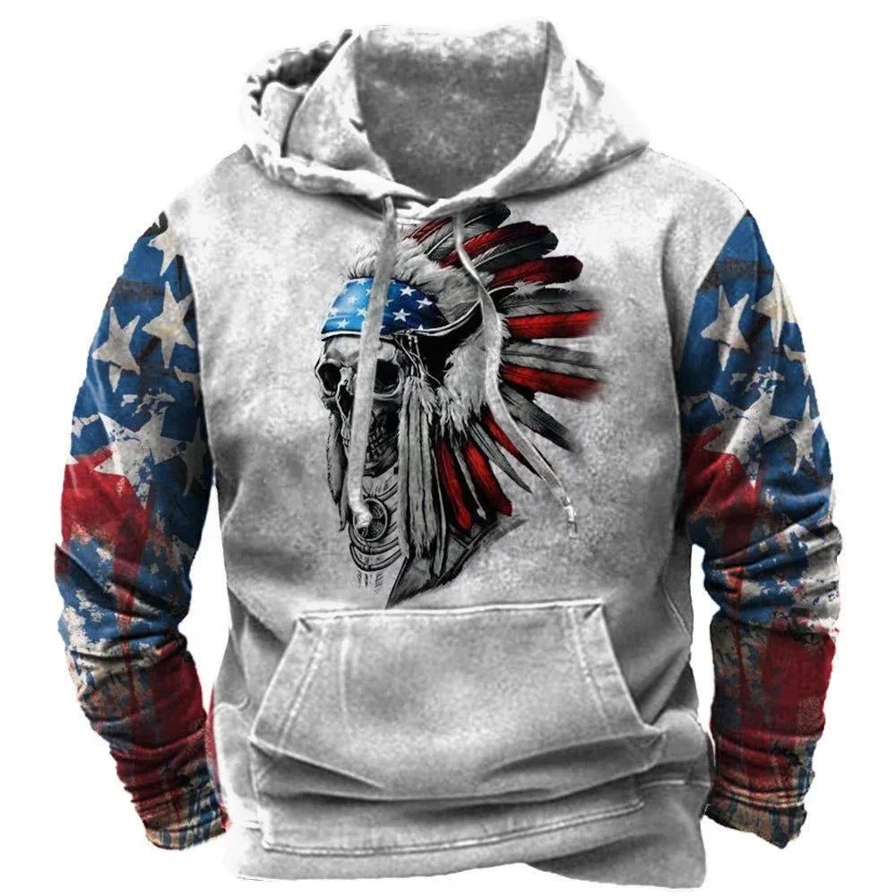 Sweat-shirt à capuche et poches imprimé en 3D pour homme
