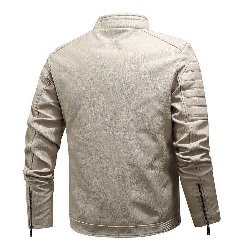 Veste de moto en similicuir velours épais pour homme