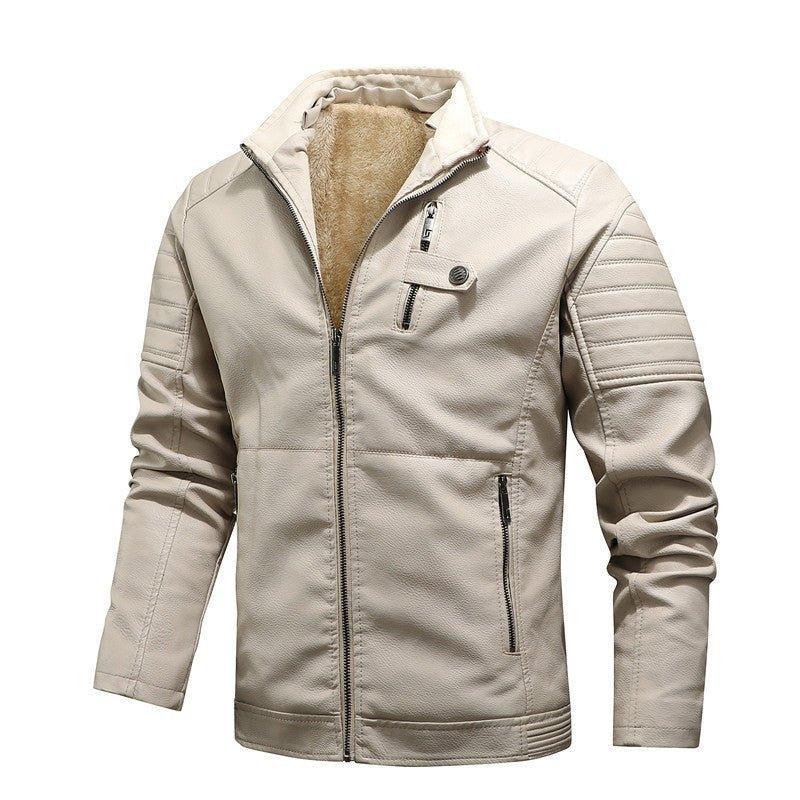 Veste de moto en similicuir velours épais pour homme