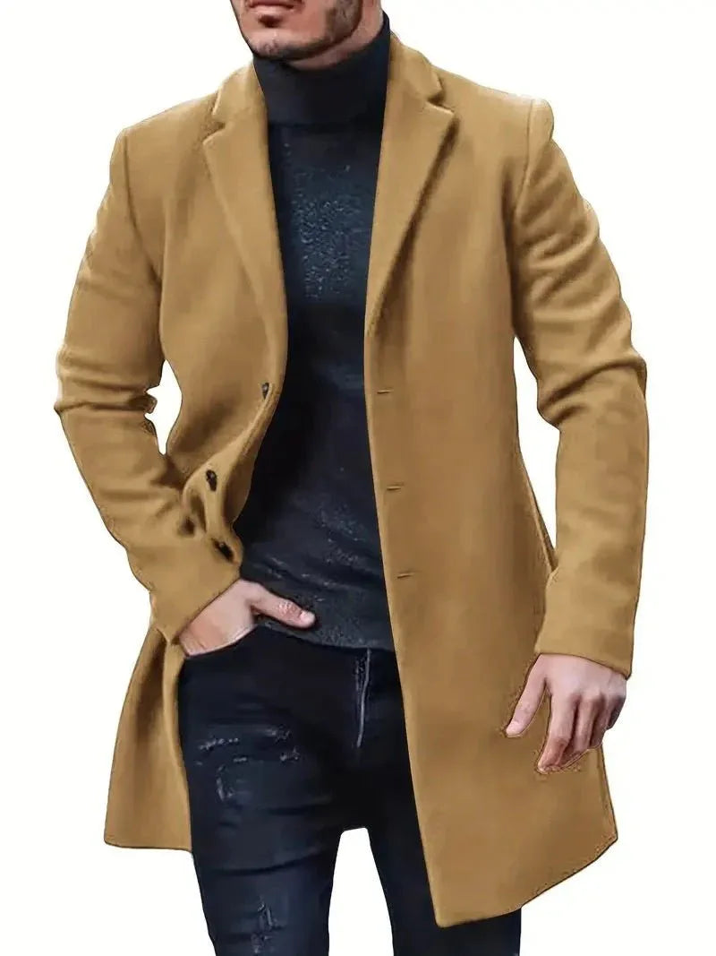 Manteau décontracté, chaud et confortable mi-long pour homme, pour l'hiver et l'automne