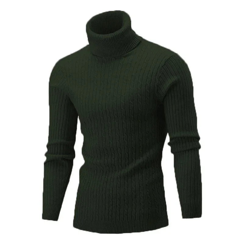 Herren-Freizeitpullover im Retro-Strickdesign mit Rollkragen