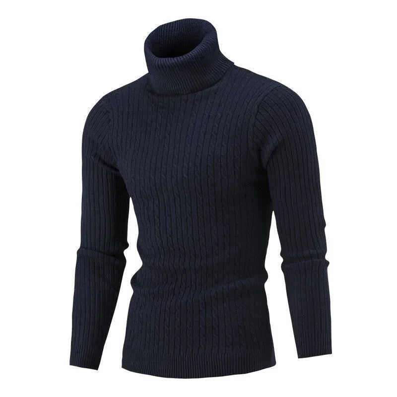 Herren-Freizeitpullover im Retro-Strickdesign mit Rollkragen