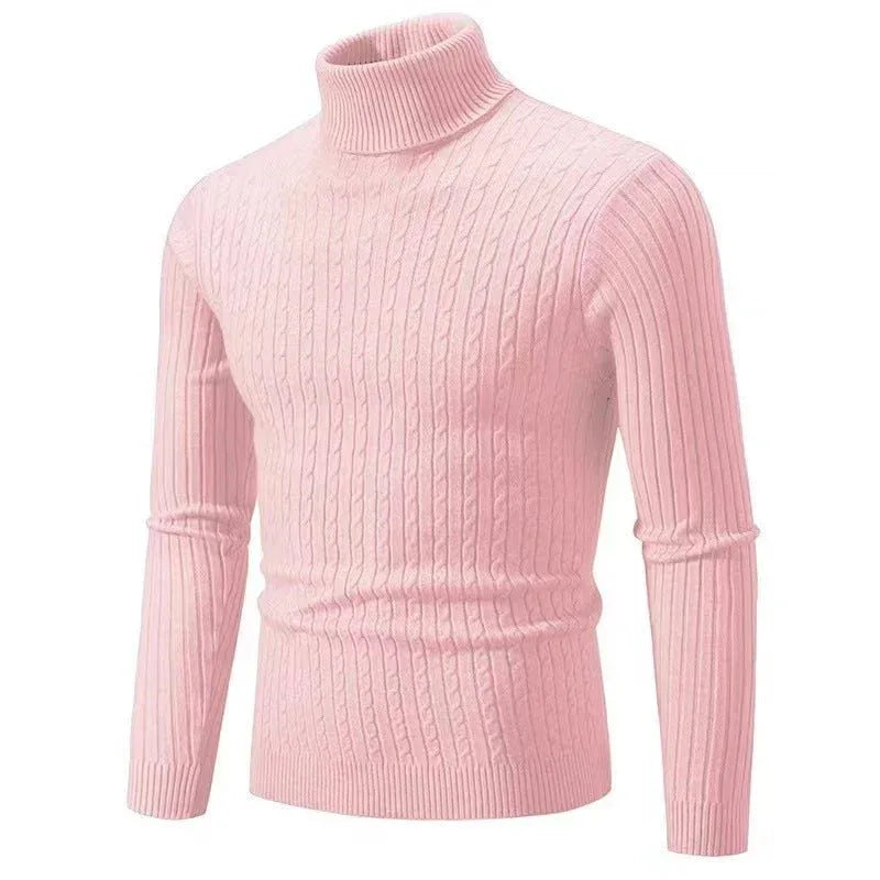 Herren-Freizeitpullover im Retro-Strickdesign mit Rollkragen