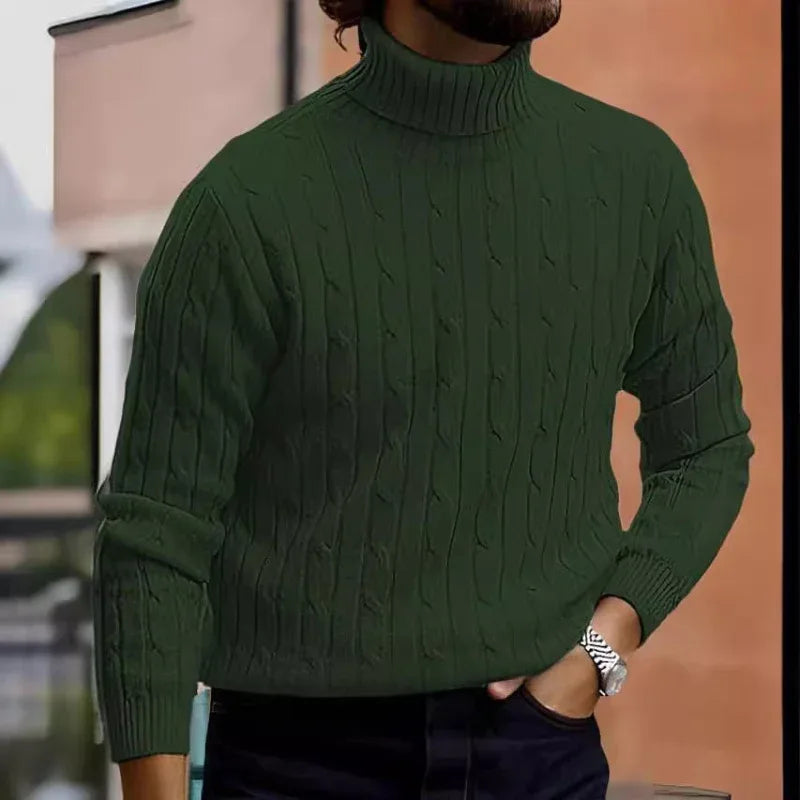 Pull à col roulé rétro en tricot décontracté pour homme