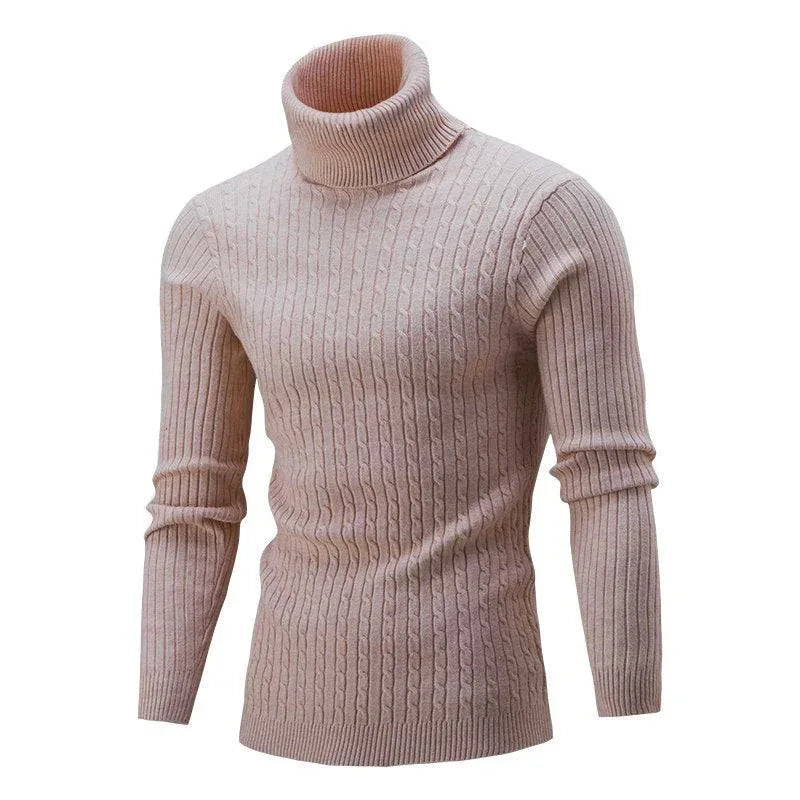 Herren-Freizeitpullover im Retro-Strickdesign mit Rollkragen
