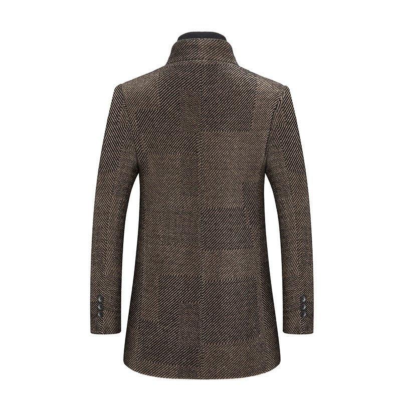 Manteau en laine chenille pour homme avec écharpe et revers