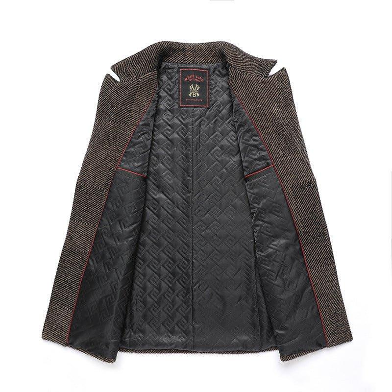 Manteau en laine chenille pour homme avec écharpe et revers