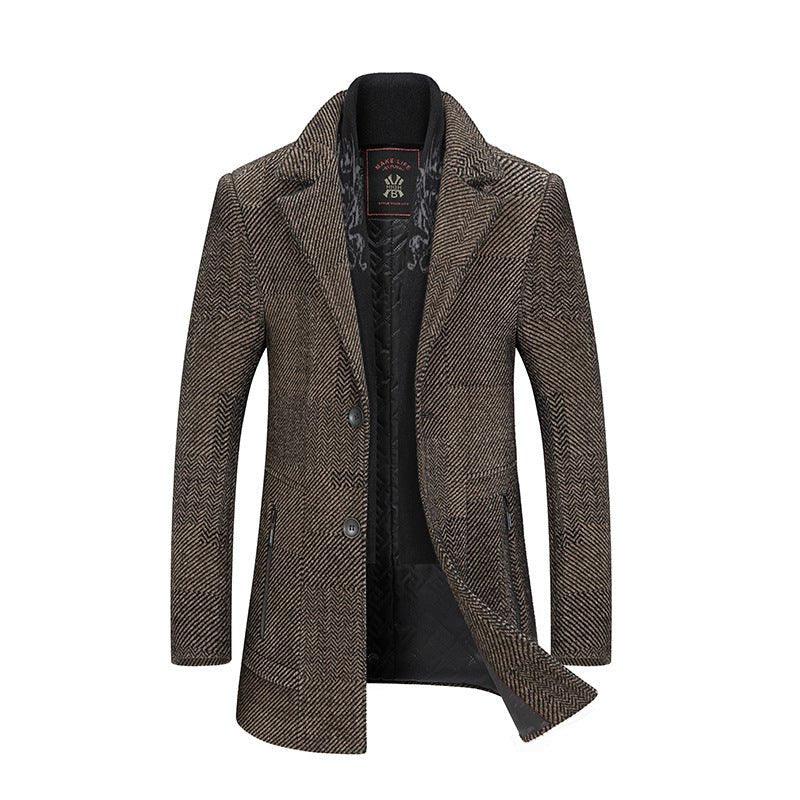 Manteau en laine chenille pour homme avec écharpe et revers