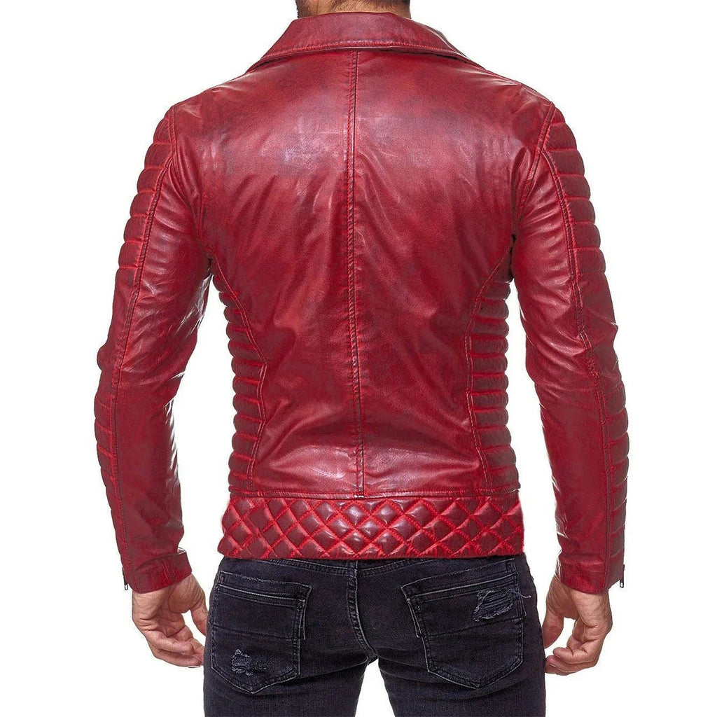 Blouson homme ajusté en cuir synthétique