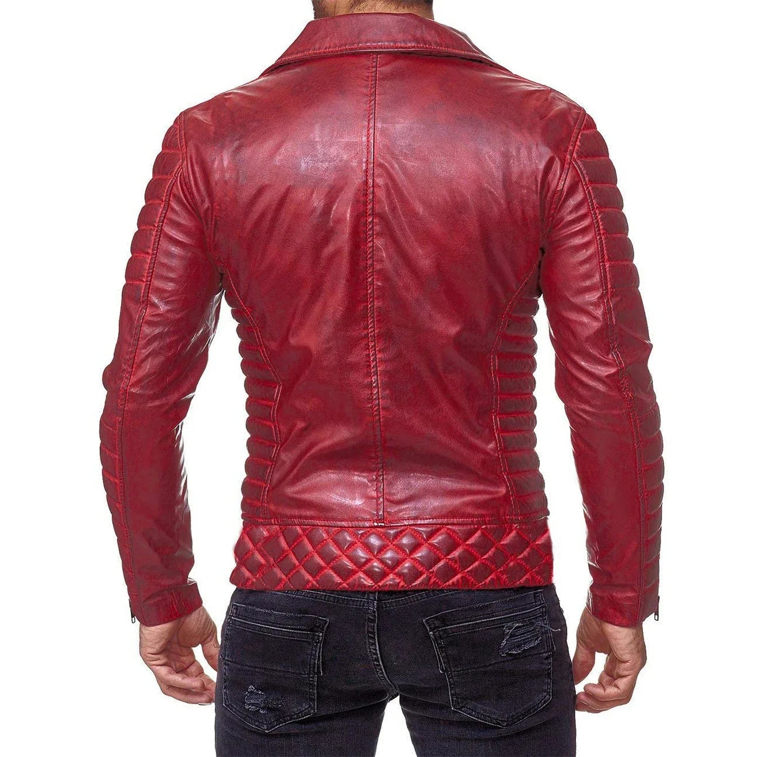 Blouson homme ajusté en cuir synthétique