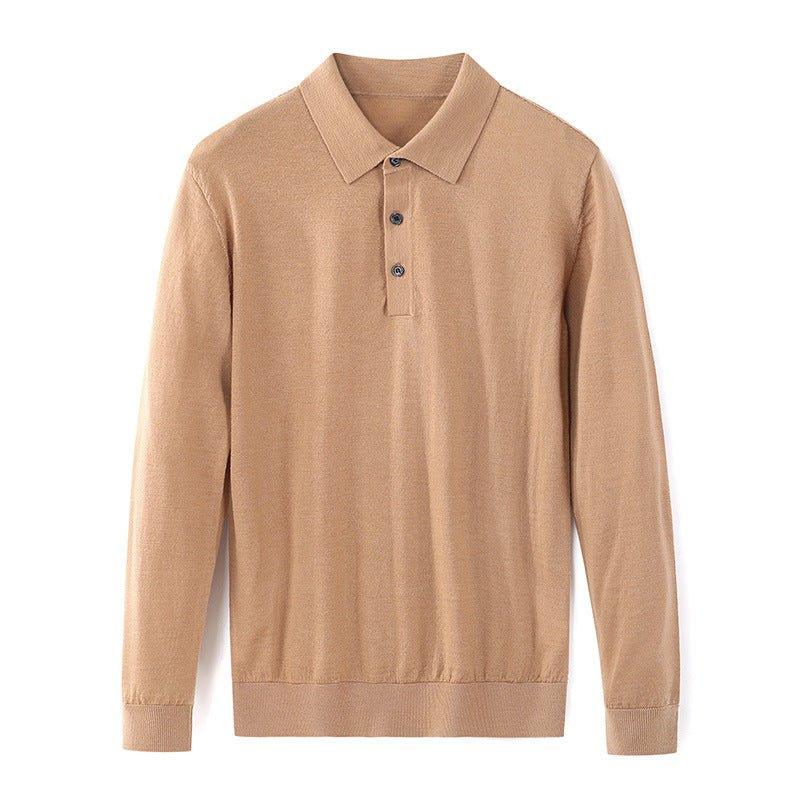 Polo à manches longues en laine fine pour homme
