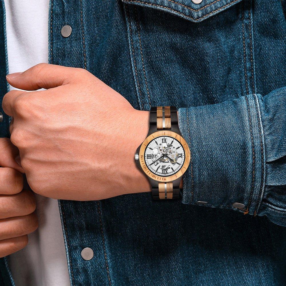 Herren-Armbanduhr aus Holz mit mechanischem Automatikwerk