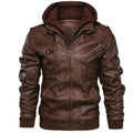 Herren Kapuzenlederjacke