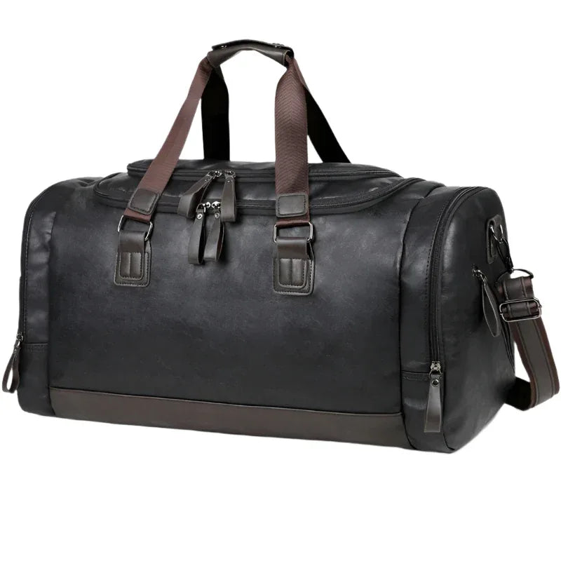 Herren-Reisetasche aus Leder mit abnehmbarem Schultergurt