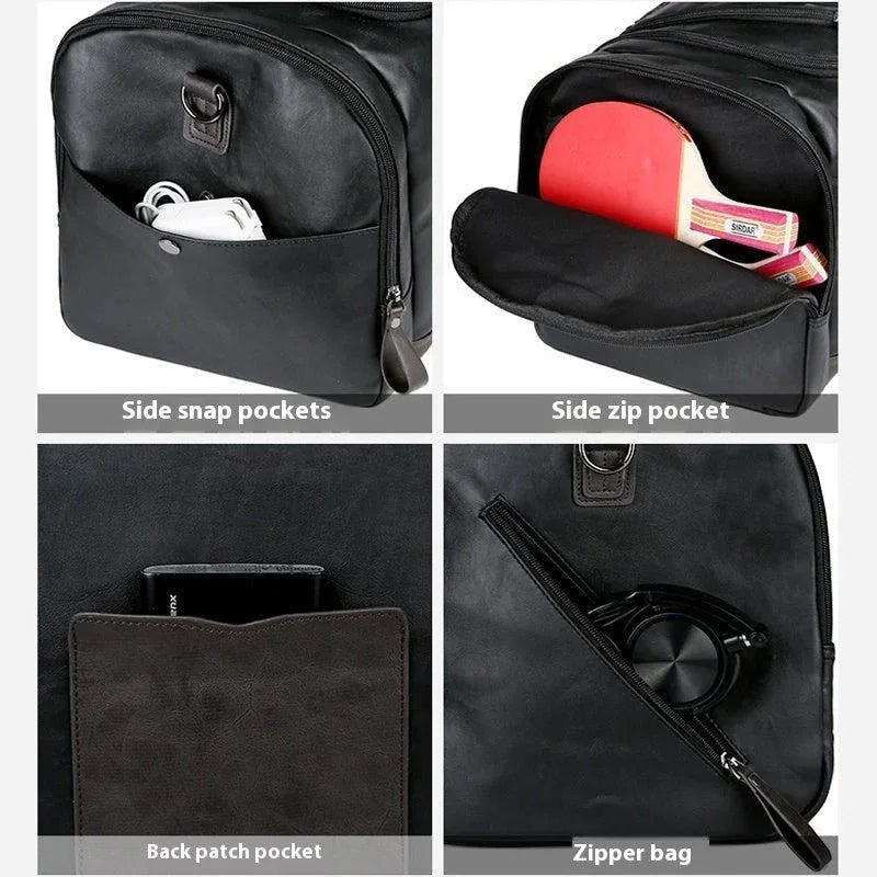 Herren-Reisetasche aus Leder mit abnehmbarem Schultergurt