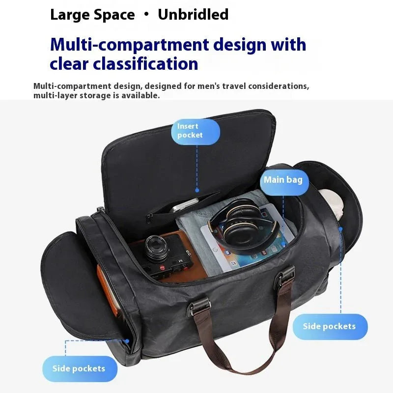 Herren-Reisetasche aus Leder mit abnehmbarem Schultergurt