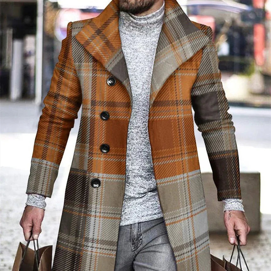 Manteau long chaud en polyester pour homme