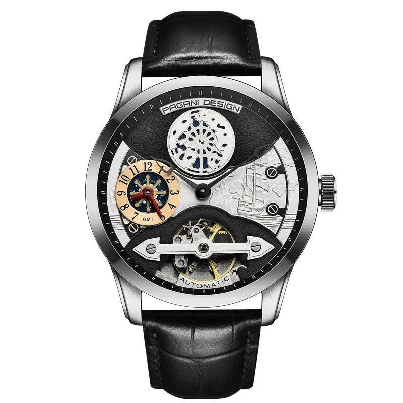 Montres mécaniques pour hommes étanches 30 m avec boucle déployante papillon à double poussoir