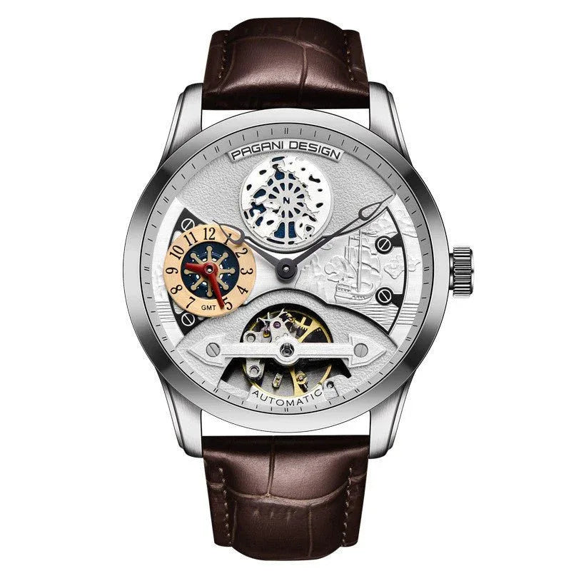 Montres mécaniques pour hommes étanches 30 m avec boucle déployante papillon à double poussoir