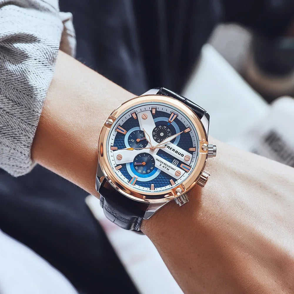 Montres Hommes Multifonctionnelles d'Affaires Étanches 30 Mètres