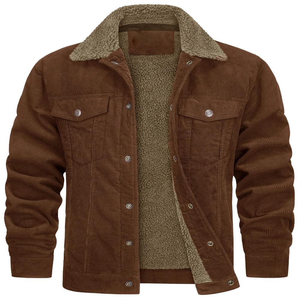 Men's Polyester Double Chest Pockets Winter Jacket