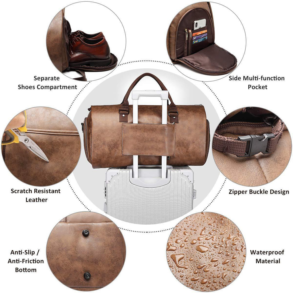 Herren PU-Leder wasserdichte große Freizeit-Reisetasche Reisetasche Wochenendtasche mit Schuhfach
