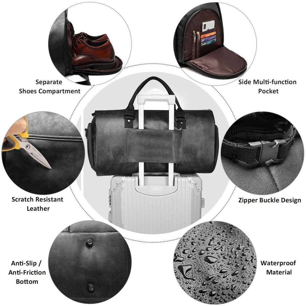 Herren PU-Leder wasserdichte große Freizeit-Reisetasche Reisetasche Wochenendtasche mit Schuhfach