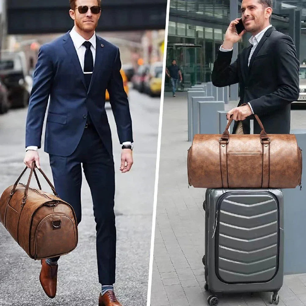 Herren PU-Leder wasserdichte große Freizeit-Reisetasche Reisetasche Wochenendtasche mit Schuhfach