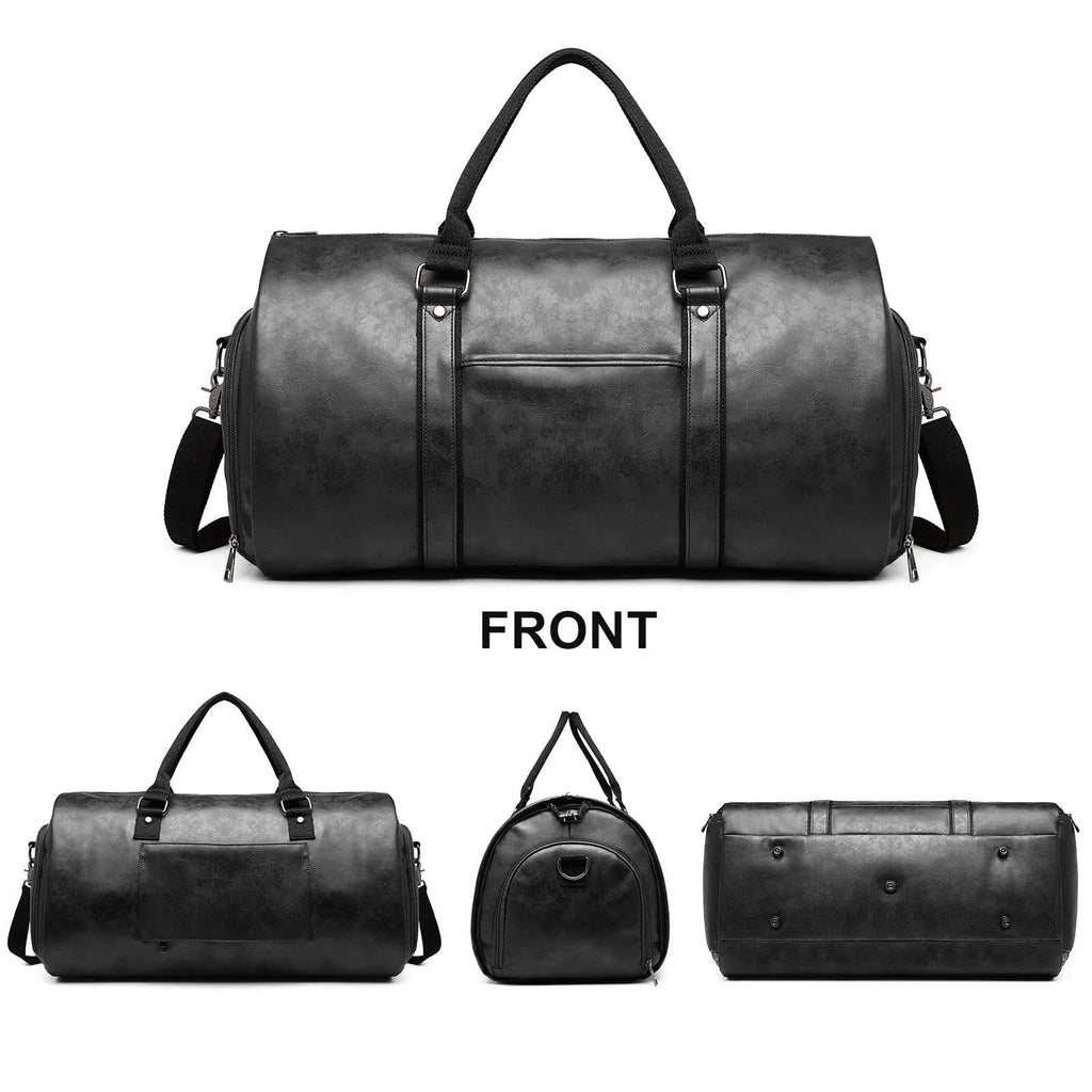 Herren PU-Leder wasserdichte große Freizeit-Reisetasche Reisetasche Wochenendtasche mit Schuhfach