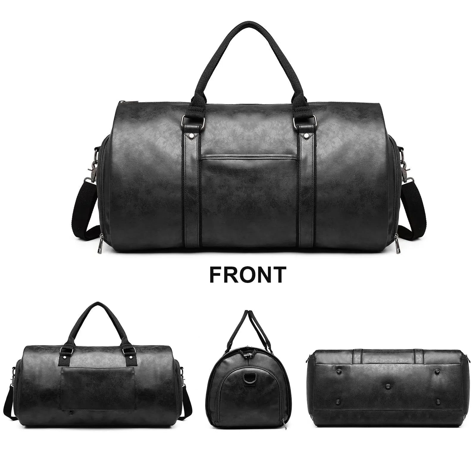 Sac de voyage/week-end de loisirs en cuir PU imperméable pour homme grande capacité avec compartiment à chaussures
