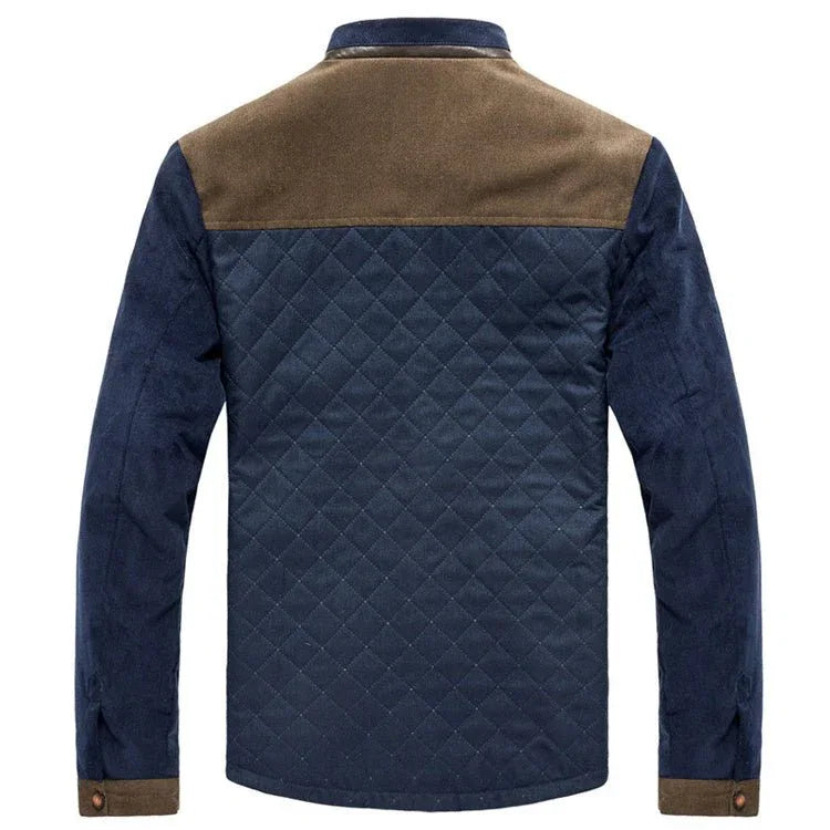 Veste décontractée slim pour homme avec patchwork de couleurs unies