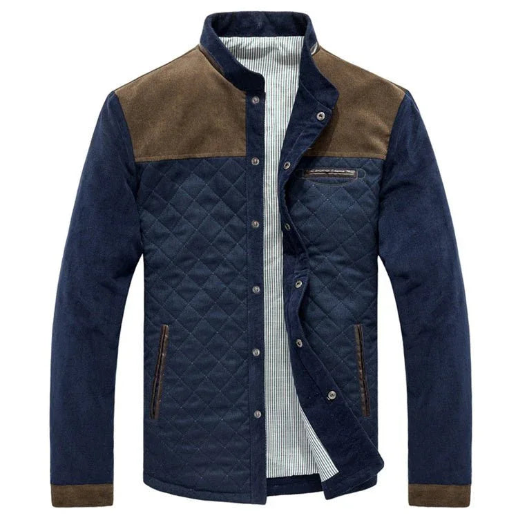 Veste décontractée slim pour homme avec patchwork de couleurs unies