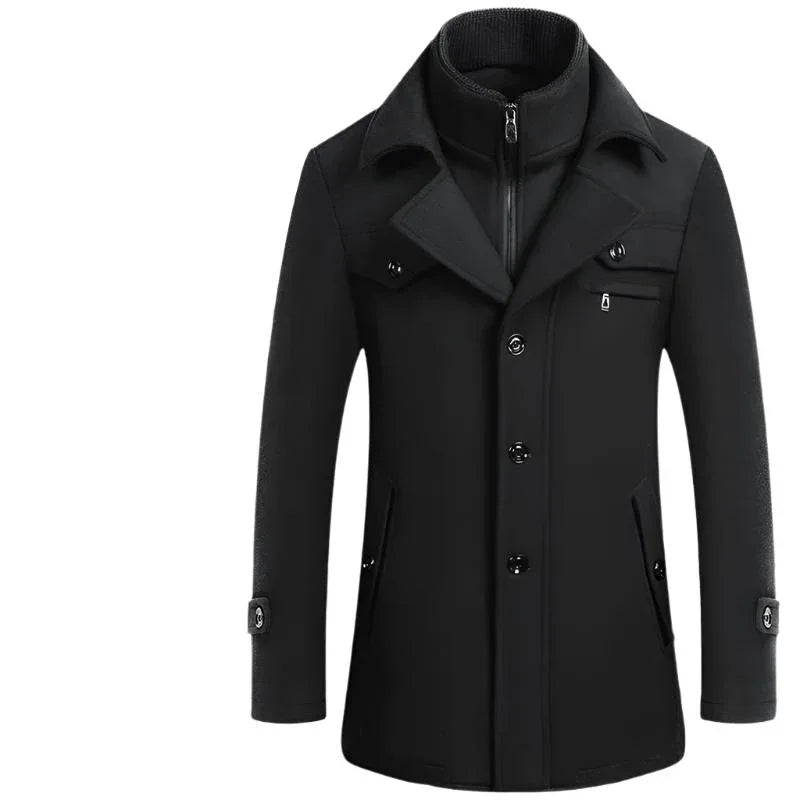 Manteau d'hiver et d'automne en laine slim fit pour homme