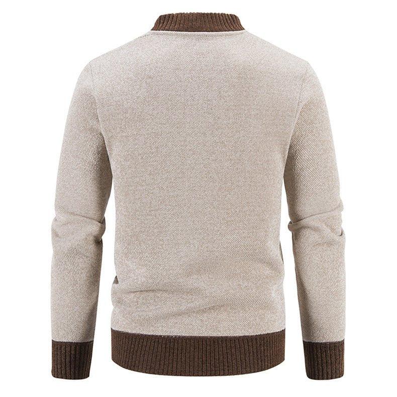 Pull pour homme coupe ajustée à col montant brodé d'un élan